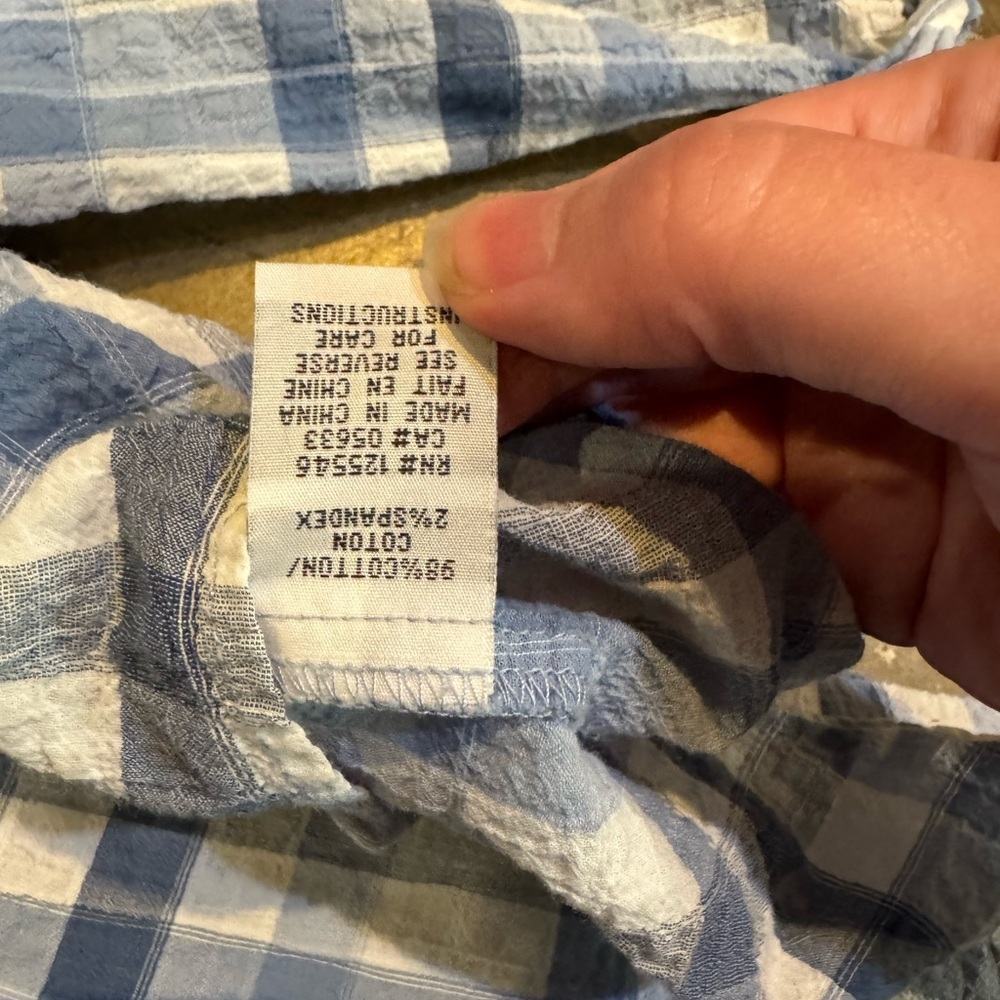 Habitat Cotton Light Blue and White Plaid Kids Button Down Shirt - Picture 5 of 5